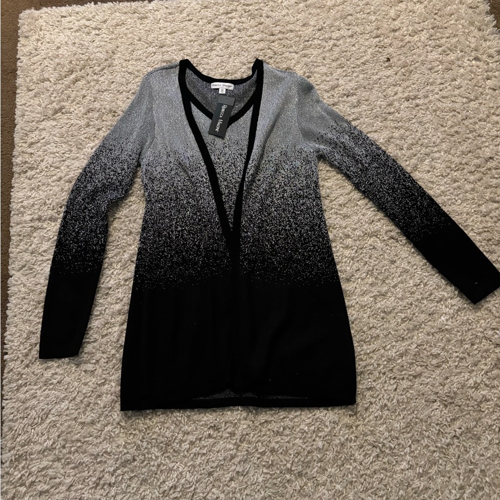 Rebecca Malone Black and Silver Knit Cardigan